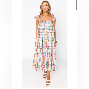 Buddy Love Landon Tie Shoulder Tiered Midi Dress